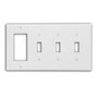 Leviton 80732-W Comb. Wallplate, 4-Gang, (3) Toggle, (1) Decora, Nylon, White