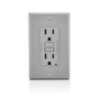 Leviton GFNT1-GY GFCI Receptacle, 15A, 125V Narrow, Gray