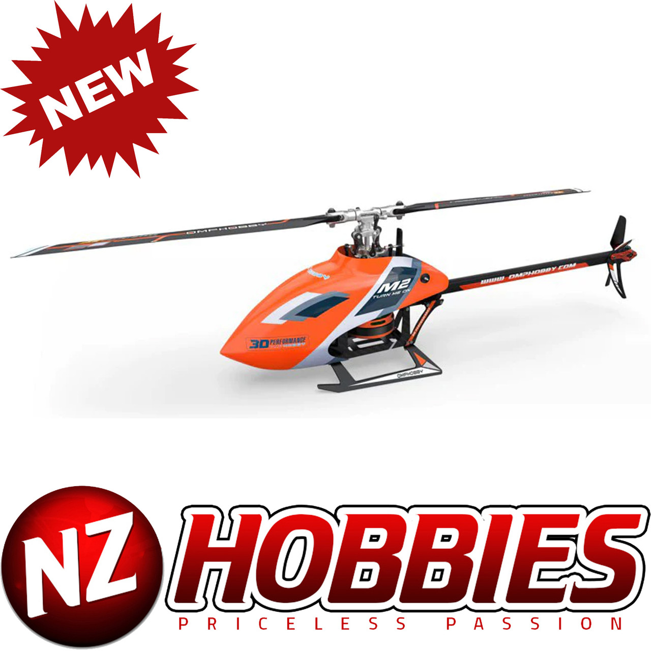 OMP Hobby M2 RC Helicopter EVO Version BNF - ORANGE - NZ HOBBIES