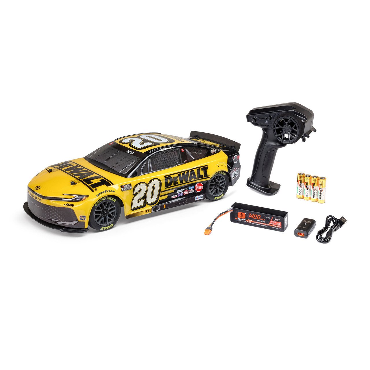 LOSI 1/12 NASCAR RC Racecar Christopher Bell® #20® 2025 DEWALT