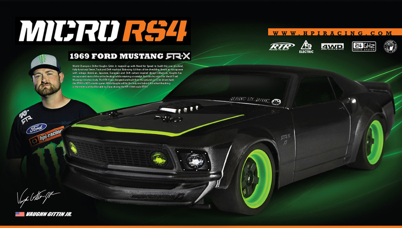 HPI 112468 MICRO RS4 '69 Ford Mustang RTR-X, 1/18 Scale w/ 2.4GHz