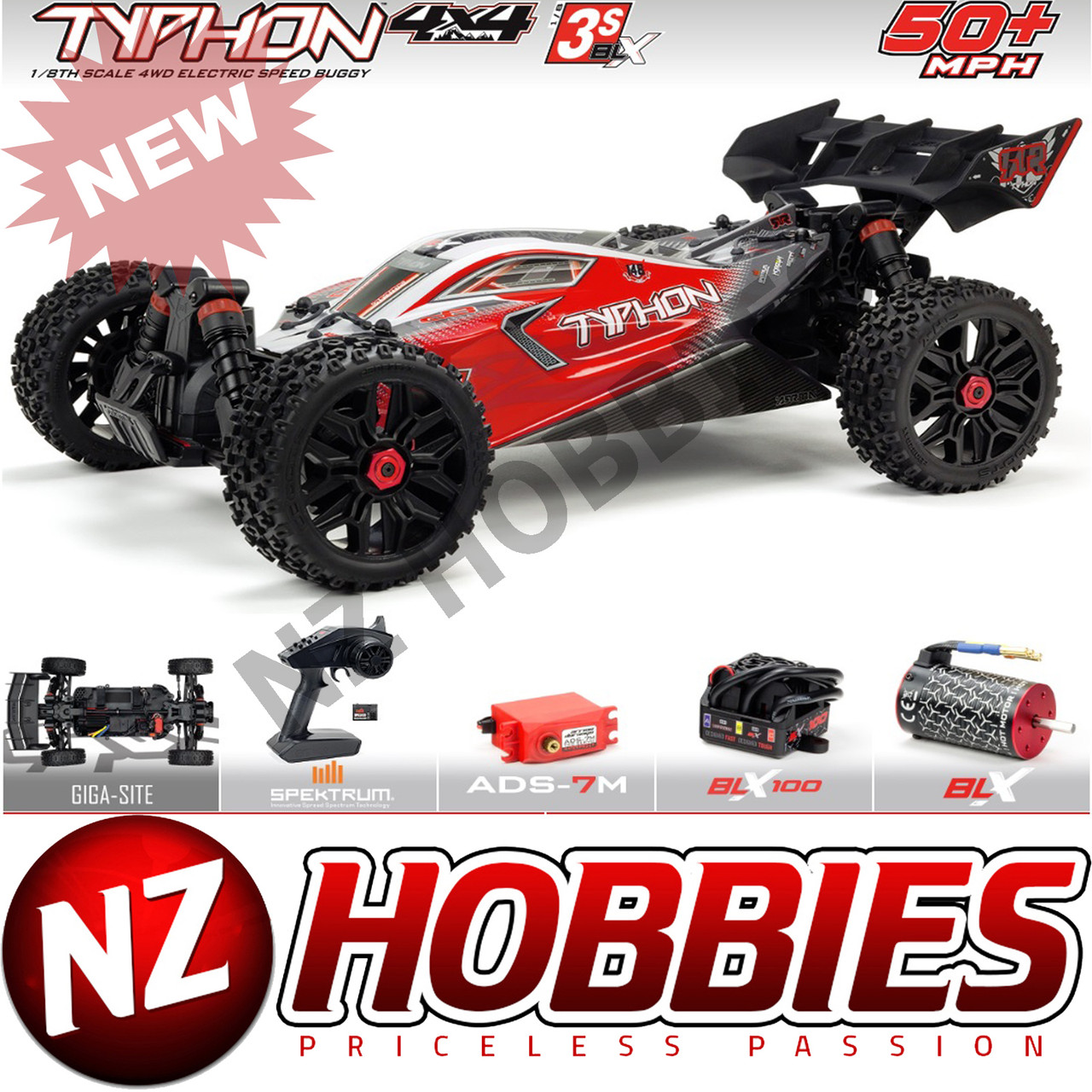 ARRMA 1/8 TYPHON 3S BLX AR102722 Brushless 4WD Speed Buggy RTR w 