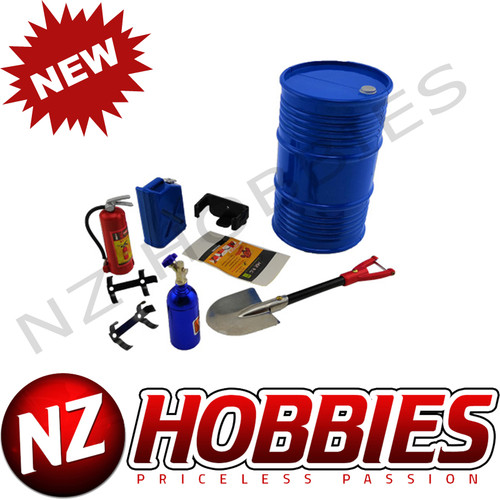 NZH Oil Tank Extinguisher Nos Bottle Shovel Set BLUE : 1/10 Scale Crawler # NZSM01011_BLUE