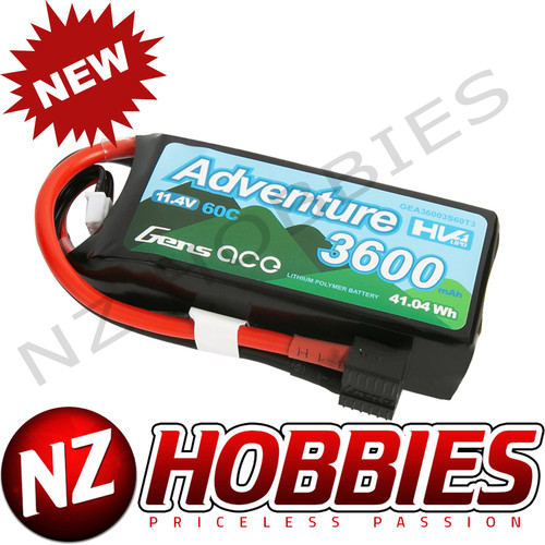 Gens Ace 11.4V 3600mAh 60C 3S HV-LiPo Battery: Deans, XT60 # GEA36003S60T3