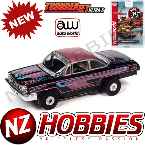 Auto World Thunderjet R31 1962 Chevy Bel Air Lowrider Black/Purple HO Scale Slot Car