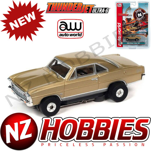 Auto World Thunderjet R31 1966 Chevy Nova SS Gold HO Scale Slot Car