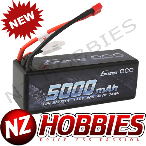 Gens Ace 5000mAh 14.8V 50C 4S1P HardCase Lipo Battery14# With Deans Plug