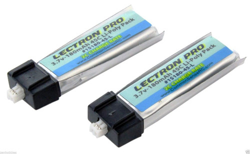 2 Lectron 1S 3.7V 180mAh 45C Lipo Battery FOR HobbyZone Champ Force FHX/MH-35