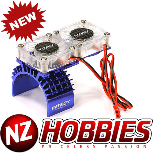 Integy Motor Heatsink + Twin Cooling Fan for Traxxas 1/10 Slash 4X4 # T8534BLUE