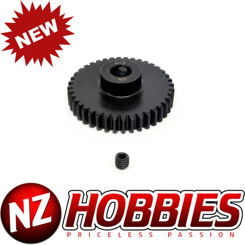 NZH Chrome Steel Pinion Gear MOD 1 40T 8MM Shaft w/ Screw Set for 1/5, 1/6 Scale