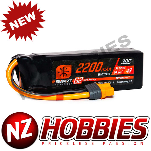 SPEKTRUM 2200mAh 4S 14.8V Smart G2 LiPo 30C; IC3 # SPMX224S30