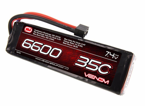 Venom Drive Series 25C 2S - 5000mAh 7.4V LiPo RC Hardcase Battery -  Universal 2.0 Plug, Lithium Polymer 2 Cell - Soft Silicone Connector &  Compatible