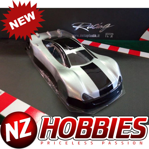 DELTA PLASTIK 0419 Mercedes CLK 1/10 Scale 200mm RC Car body w/with Decals, Wing & Window Masks