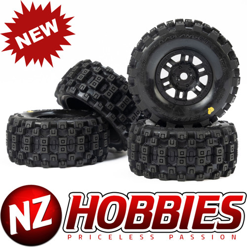 Proline Badlands MX F/R MTD 12mm Black Split Six (4) for ARRMA MOJAVE GROM # PRO1034010