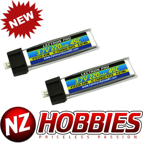 Lectron 1S 3.7V 220mAh 45C Lipo Battery 2-Pack : ParkZone Vapor, Micro Citabria