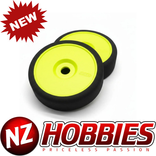 BSR BSRC8218Y 1/8 Double Pink Mounted GT Foam Tires on Yellow Dish Wheels (2)