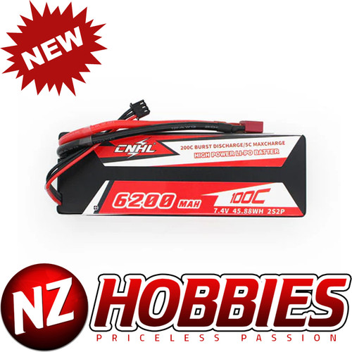 CNHL Racing Series 6200mAh 7.4V 2S Lipo Battery 100C Hard Case with T/Dean Plug