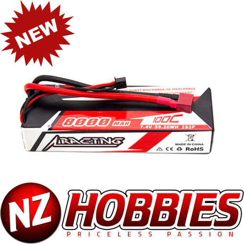 CNHL Racing Series 8000mAh 7.4V 2S Lipo Battery 100C Hard Case with T/Dean Plug