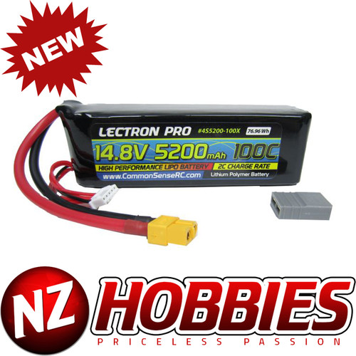 Lectron Pro 14.8V 5200mAh 100C Lipo Battery w/ XT60 + CSRC adapter for XT60 batteries to popular RC vehicles # 4S5200-100x