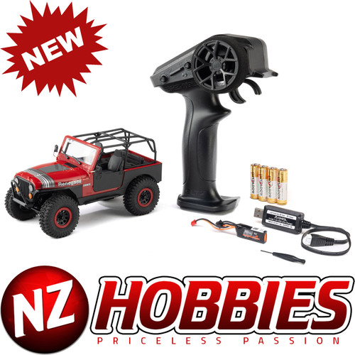 Axial 1/30 SCX30 Jeep CJ-7 Renegade 4X4 RTR Brushed Rock Crawler (Battery & Charger Included), Genright, Red # AXI-3273T1