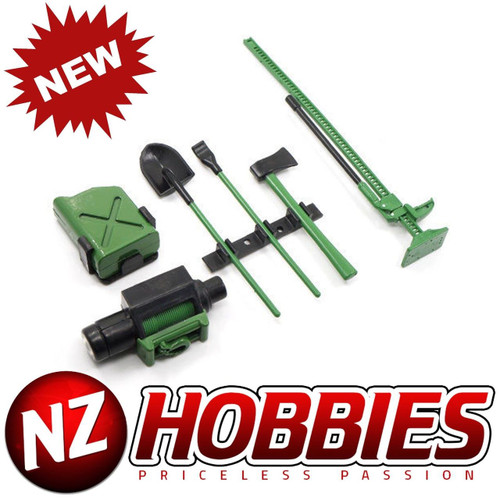 NZHOBBIES 1/10 Scale RC Rock Crawler Accessory Tool Set (GREEN) : SCX10 Wraith