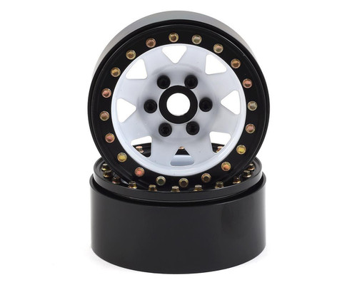 SSD RC SSD00251 1.9" Steel 8 Spoke Beadlock Wheels (White) for Crawlers SCX10, Bomber / SMT10 / Wraith