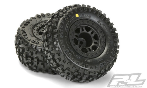 Proline 1182-22 Badlands SC 2.2"/3.0" Tires Mounted on Split Six Black Slash Rear Wheels