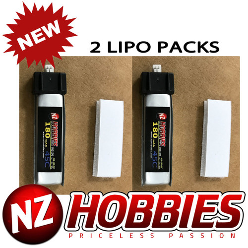 NZHOBBIES 1S 3.7V 180Mah 45C Lipo Battery (2) : Blade Inductrix # NZ0126