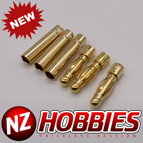NZHOBBIES Bullet Connectors - 4mm - (3) Male, (3) Female # NZ0107