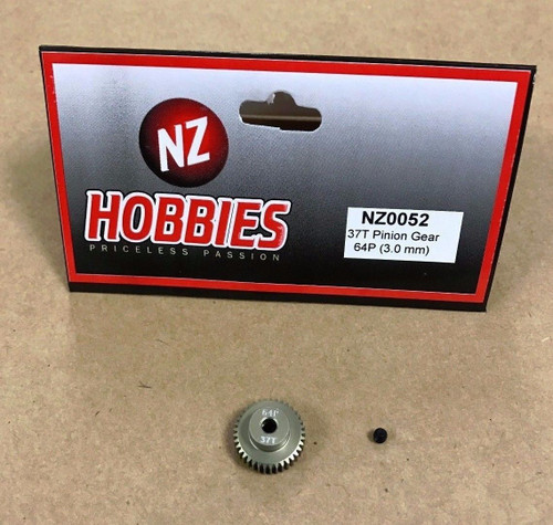 NZHOBBIES 64DP / 64P 37T Aluminum Pinion Gear 3mm Shaft 64-Pitch 37-Tooth