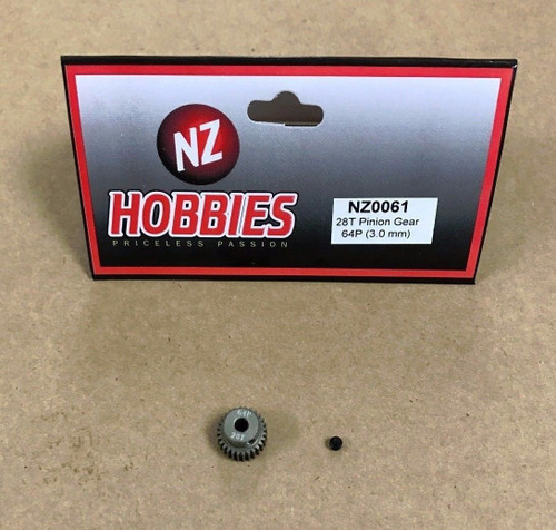 NZHOBBIES 64DP / 64P 28T Aluminum Pinion Gear 3mm Shaft 64-Pitch 28-Tooth