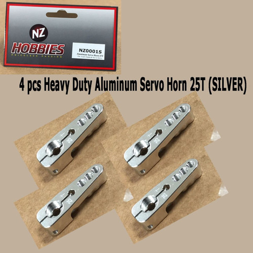 NZ HOBBIES Aluminum Servo Horn 25T (Silver) Axial, Futaba & Savox Servos (4pcs)