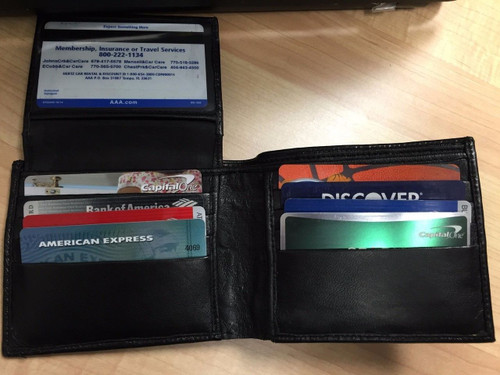 Bifold Wallet Men's Genuine Leather Black Credit/ID Card Holder Slim Purse