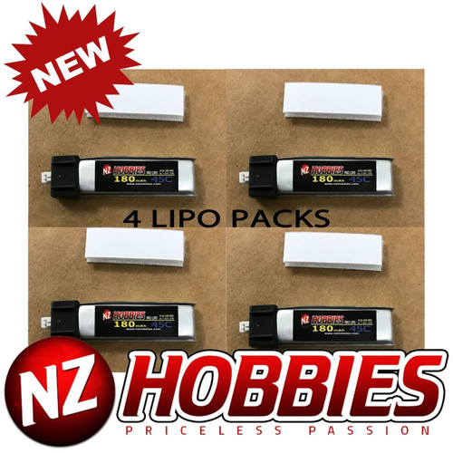 NZHOBBIES 1S 3.7V 180Mah 45C Lipo Battery (4) : HobbyZone Champ Force FHX/MH-35