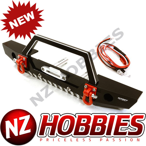 Integy C26992BLACK Realistic Alloy Machined Scale Front Bumper w/LED Lights : Axial SCX10 II