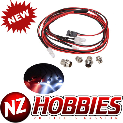 New NZ HOBBIES 4 LED Lights Kit 2 White 2 Red : 1/10 1/8 Traxxas HSP Redcat RC4WD Tamiya Axial SCX10 D90 HPI RC Car