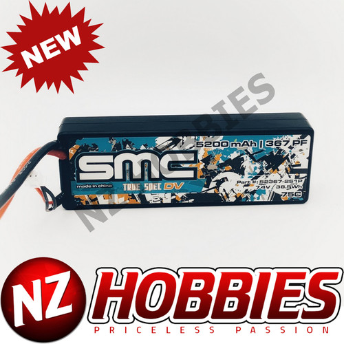 SMC RACING True Spec DV 7.4V 5200mAh 75C wired Hardcase w/ DEANS plug # 52367-2S1P