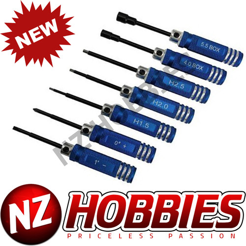 NZH Blue Galvanized Hex Socket Tool Set 7 Pcs