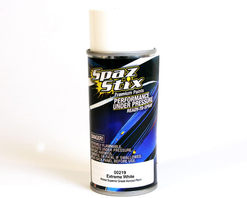 Spaz Stix SZX00219 Extreme White / Primer Superior Grade Aerosol Paint RC Lexan