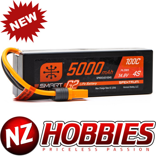 SPEKTRUM 5000mAh 4S 14.8V Smart G2 LiPo 100C IC5 # SPMX54S100H5