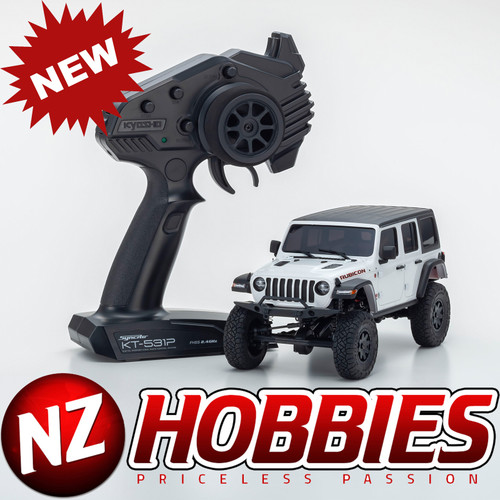 Kyosho 32521W Mini-Z 4x4 Jeep Wrangler Unlimited Rubicon, Bright White, Readyset