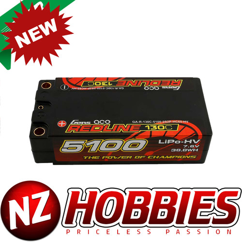 Gens Ace Redline Series 5100mAh 7.6V 130C 2S2P HardCase HV Shorty Lipo Battery