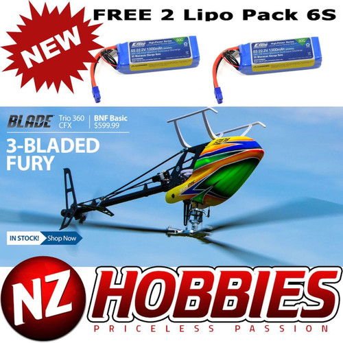 Blade BLH4755 Trio 360 CFX BNF Basic Helicopter w/ Free 2X 6S Lipo Battery