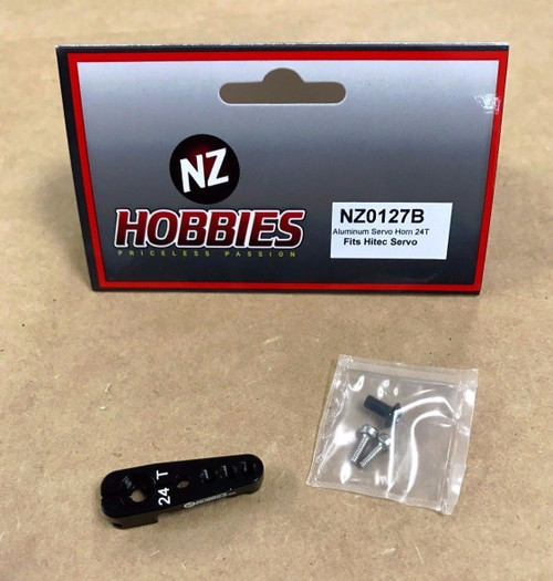 NZHOBBIES NZ0128B Aluminum Servo Horn 24T (Black) Hitec Servos NZ HOBBIES