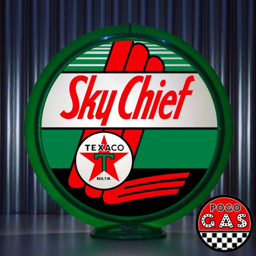 ヴィンテージガスポンプ TEXACO SKY CHIEF ガレージ グッズ ロゴ Texaco Sky Chief Flat Ad Glass - Vic's 66