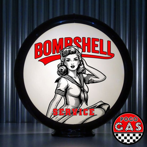 Bombshell Service - Pin Up NAVY Girl  Gas Pump Globe