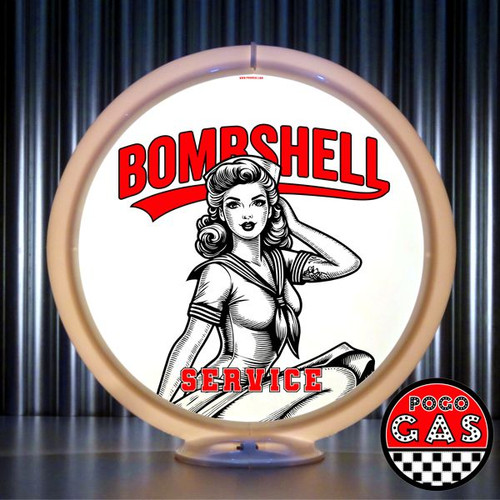 Bombshell Service -NAVY Pin Up Girl  Gas Pump Globe