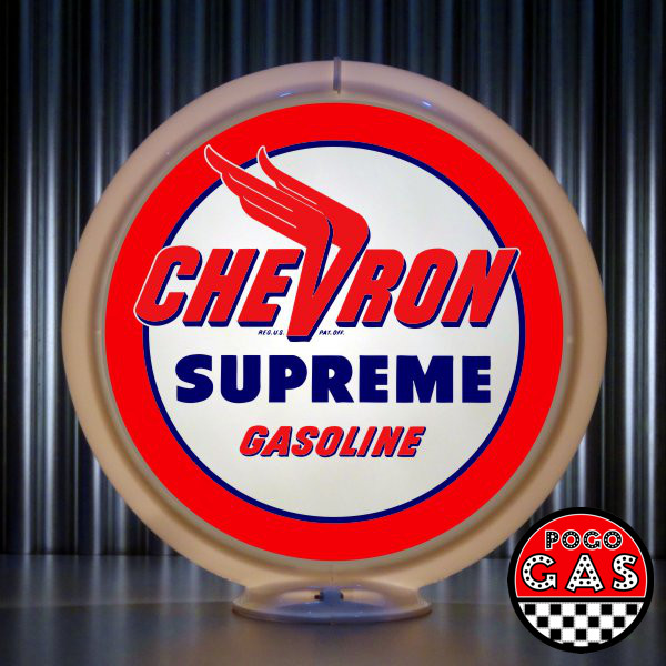 Chevron SUPREME Gasoline Gas Pump Globe | Pogo's Garage