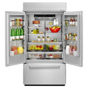 Kitchenaid® 24.2 Cu. Ft. 42" Width Built-In Stainless French Door Refrigerator with Platinum Interior Design KBFN502ESS