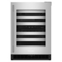 Kitchenaid® 24" Undercounter Wine Cellar with Full-Extension Metal-Front Racks KUWR324SSB